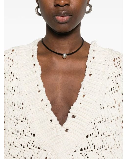 Blumarine White V-Neck Sweater