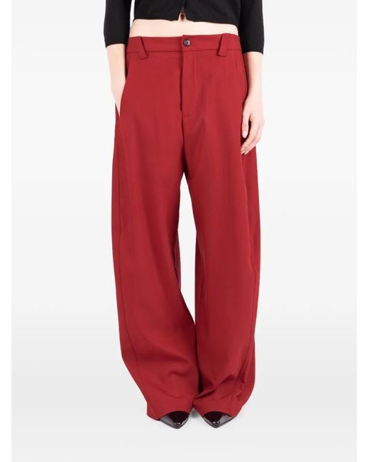 Societe Anonyme Red Bloom Wide-Leg Trousers