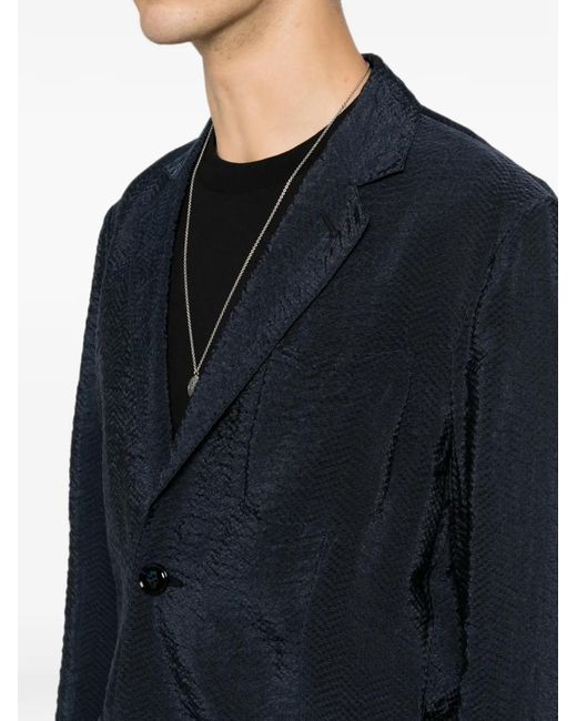 Giorgio Armani Blue Textured Single-Breasted Blazer for men