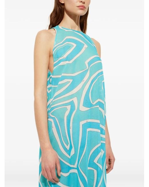 Emilio Pucci Blue Labirinto-Print Long Dress