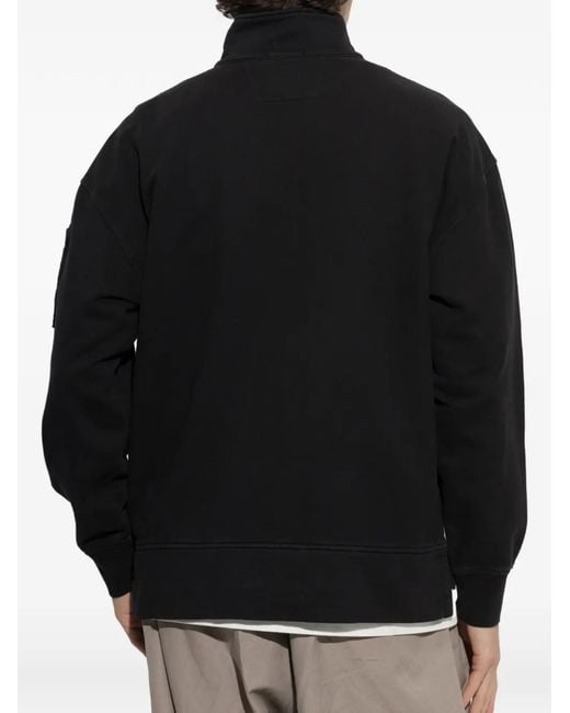 C P Company Black Lens-Detail Quarter-Zip Sweater for men