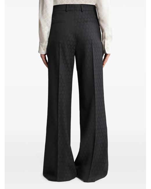 Etro Black Patterned-Jacquard Wool Trousers