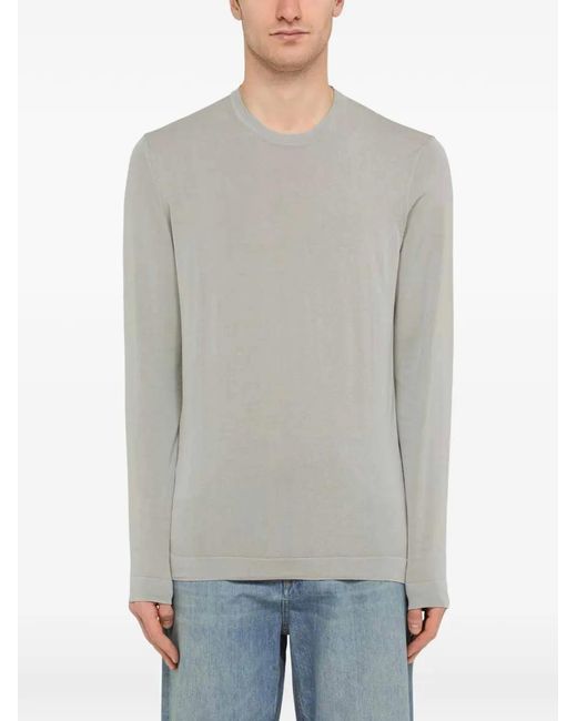Drumohr Gray Frosted Cotton Sweater for men