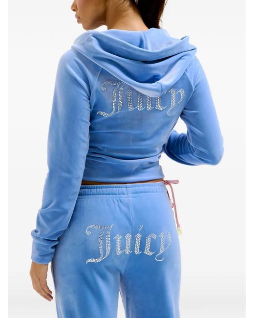 Juicy Couture Blue Diamanté Velour Track Pants