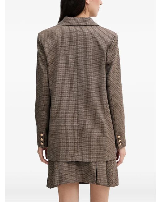 Morgan Brown Houndstooth-Pattern Single-Breasted Blazer