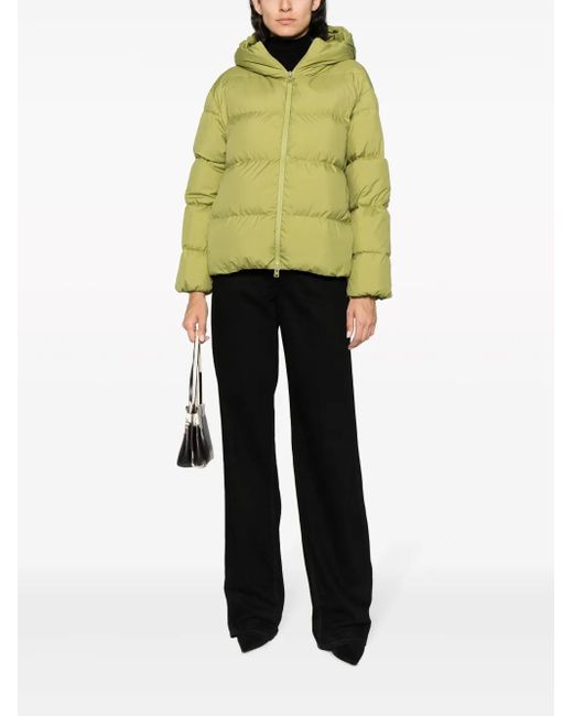Herno Green Zip-Up Hooded Down Jacket
