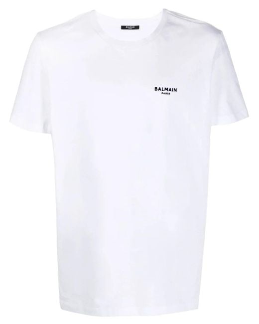 Camiseta con logo en el pecho Balmain de hombre de color White