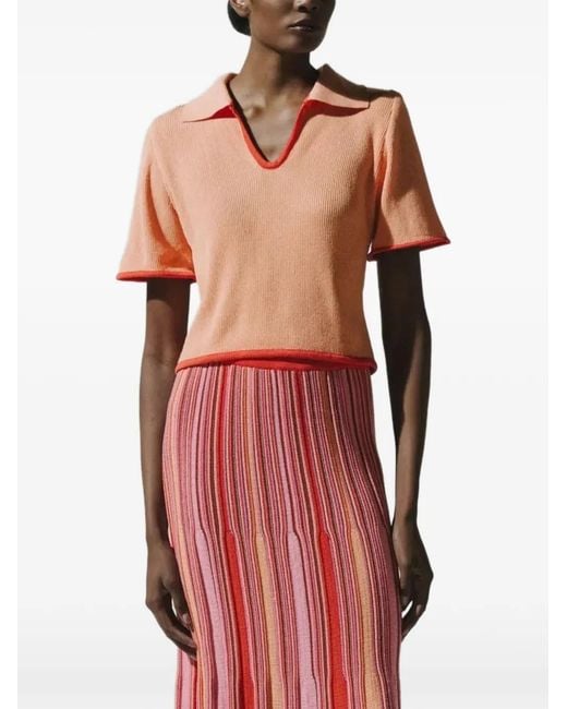 Baobab Red Carlotta V-Neck Knit T-Shirt