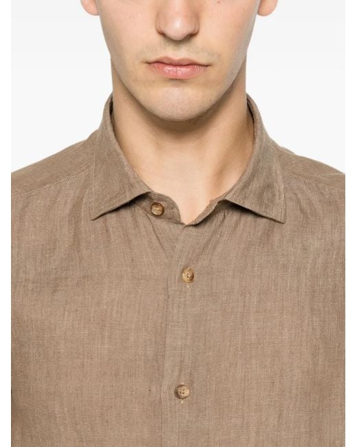 VELA SHOP Brown Button-Up Long-Sleeve Shirt for men