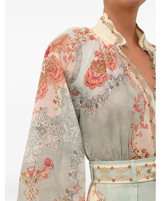 Zimmermann White Daylight Printed Blouse
