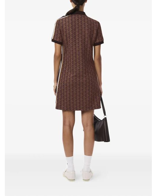 Lacoste Brown Geometric-Pattern Polo Dress