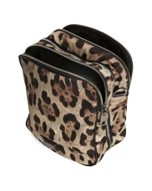 Dolce & Gabbana Black Leopard-Print Shoulder Bag for men