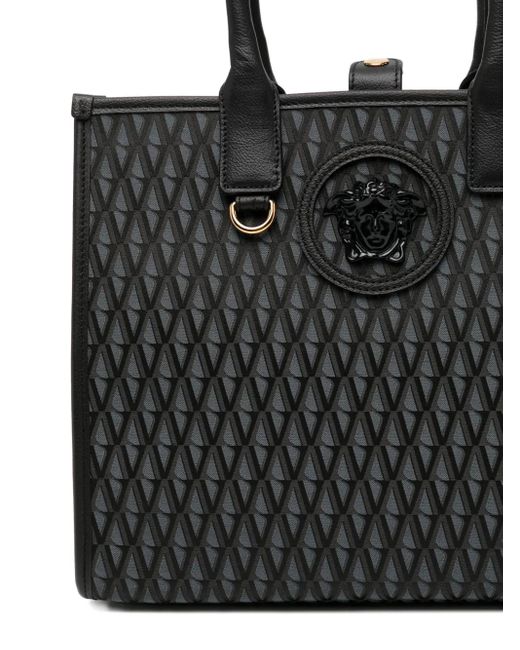 Versace Black Small V Allover La Medusa Tote Bag