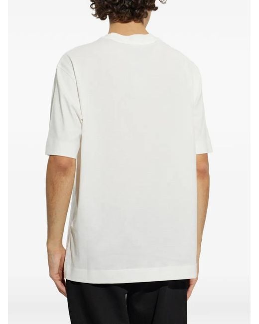 Emporio Armani White Embroidered-Logo T-Shirt for men