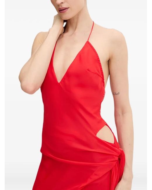 Bardot Red Cyrel Cut-Out Halterneck Maxi Dress
