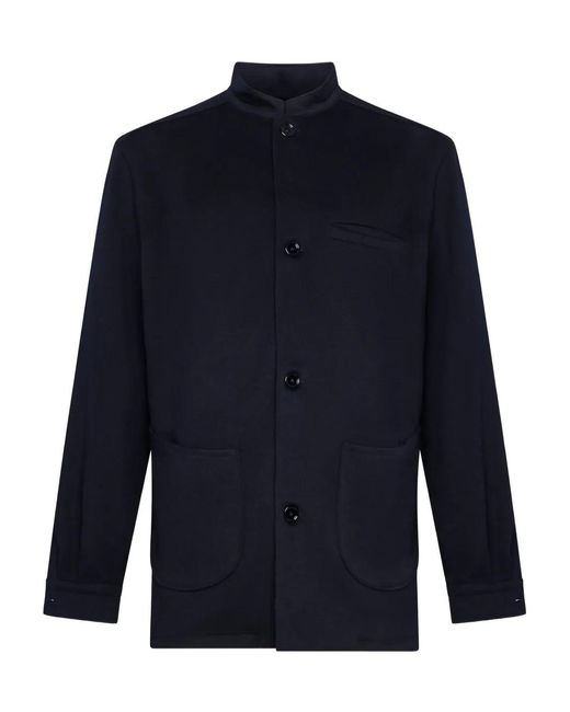 Franzese Collection Blue Button Collared Jacket for men