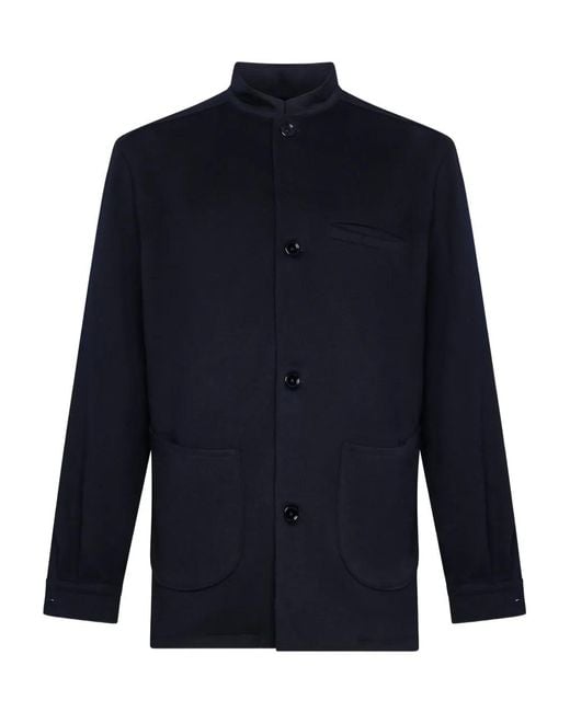 Franzese Collection Blue Button Collared Jacket for men