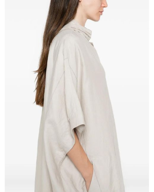 Ziggy Chen White Panelled Short-Sleeve Midi Dress