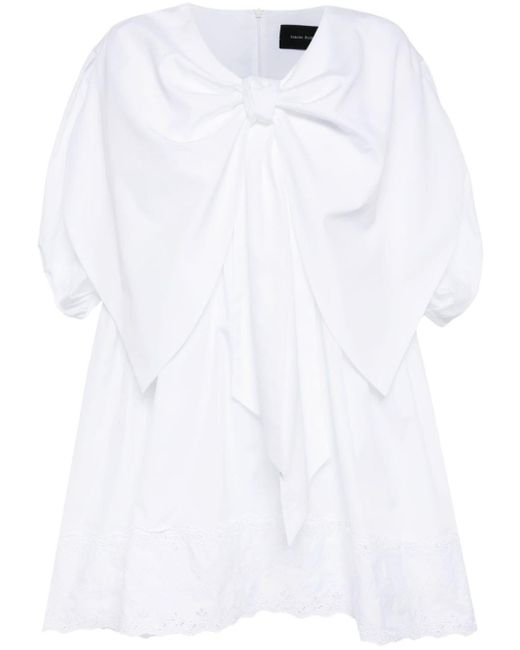 Vestido fruncido con lazo Simone Rocha de color White