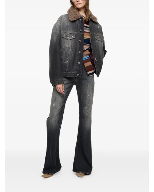 Acne Gray Fur-Trim Cotton Jacket