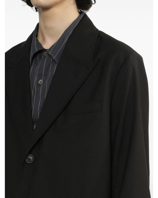 mfpen Black Single-breasted Wool Coat for men