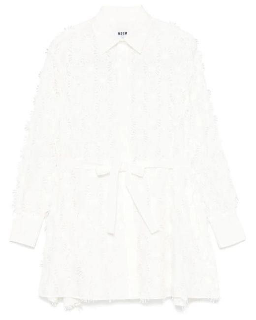 MSGM White 3D-Detail Mini Dress