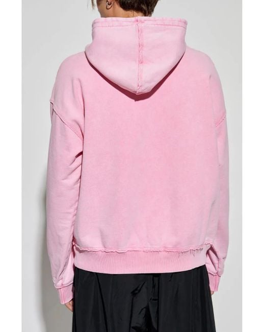 M I S B H V Pink Logo-Print Cotton Hoodie for men