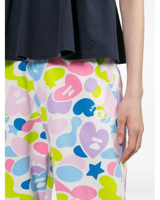 AAPE BY A BATHING AP White Heart-Print Track Pants