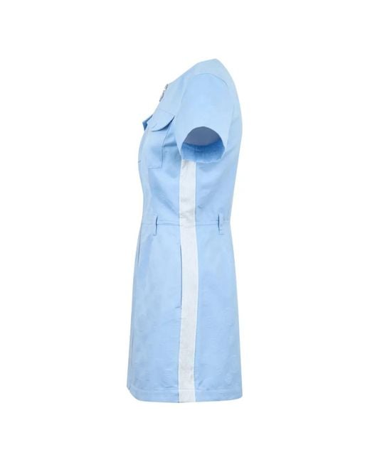 Casablanca Blue Monogram-Pattern Mini Dress