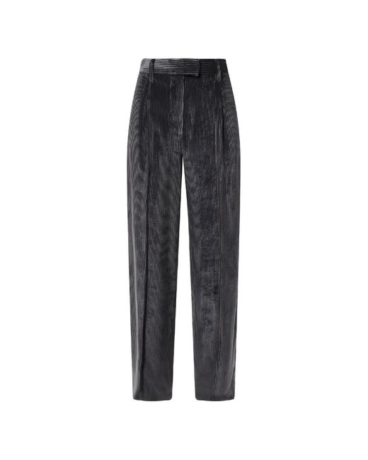 Brunello Cucinelli Blue Ribbed-Velvet Tailored Trousers