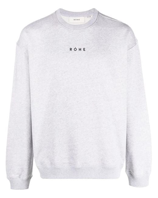 Rohe White Logo-Print Long-Sleeve Sweatshirt for men