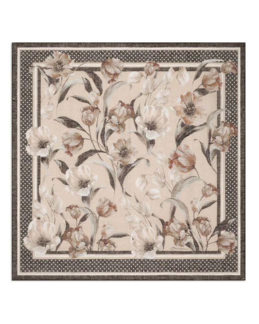 Dolce & Gabbana Gestreepte Sjaal Met Bloemenprint in het Natural voor heren