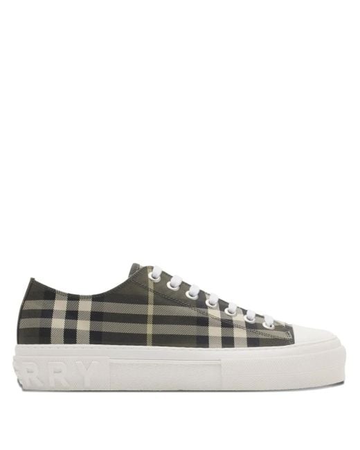 Burberry Gray Low-Top Sneakers With Check Design And Embossed Detailing for men