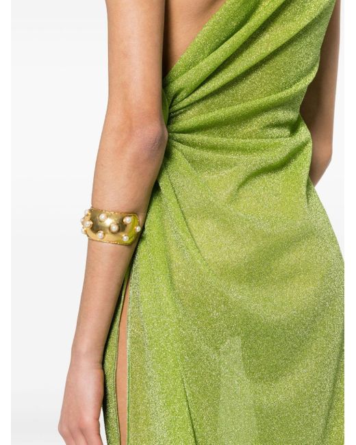 Oseree Green Knot One-shoulder Dress