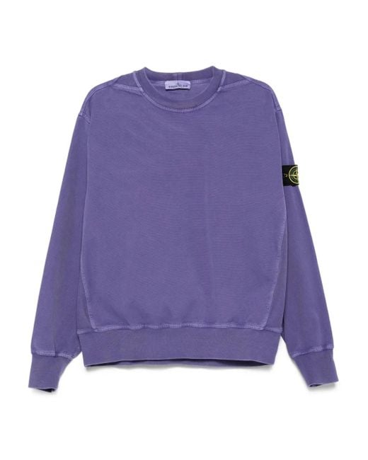 Stone Island Purple Compass-Motif Sweatshirt for men