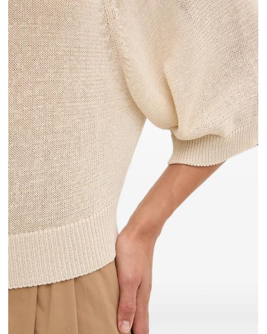 Benetton Natural Raglan-Sleeve Ribbed-Trim Sweater