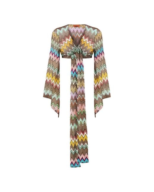 Missoni White Long-Sleeved Wrap Top
