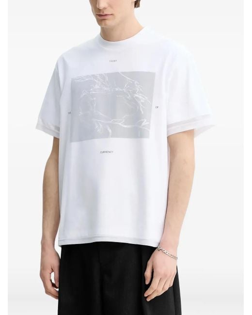 HELIOT EMIL White Marl Graphic-Print Layered T-Shirt for men