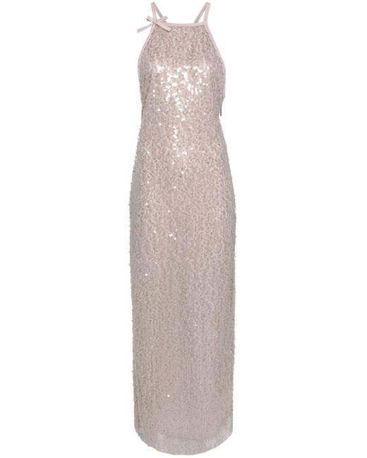 MSGM White Sequined Sleeveless Maxi Dress