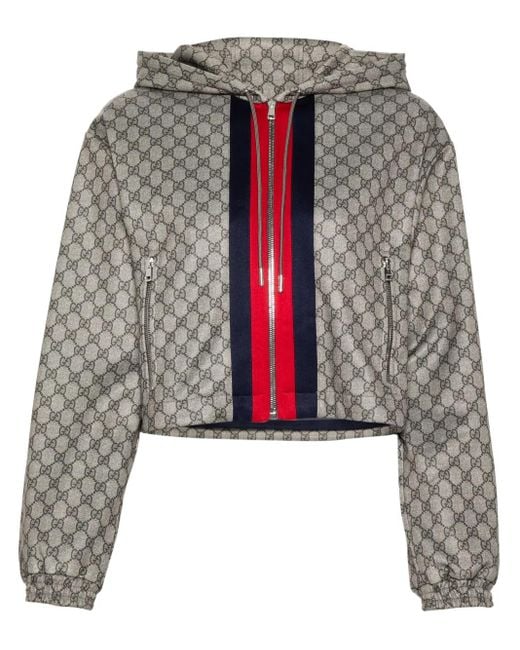 Gucci Brown Gg Technical Jersey Zip Jacket