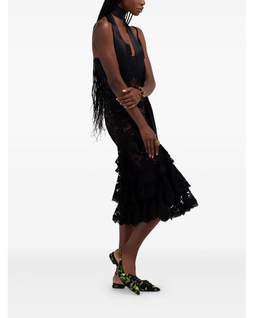 Roberto Cavalli Lace Ruffled Dress in Black | Lyst Roberto Cavalli Lace Ruffled Dress in Black | Lyst