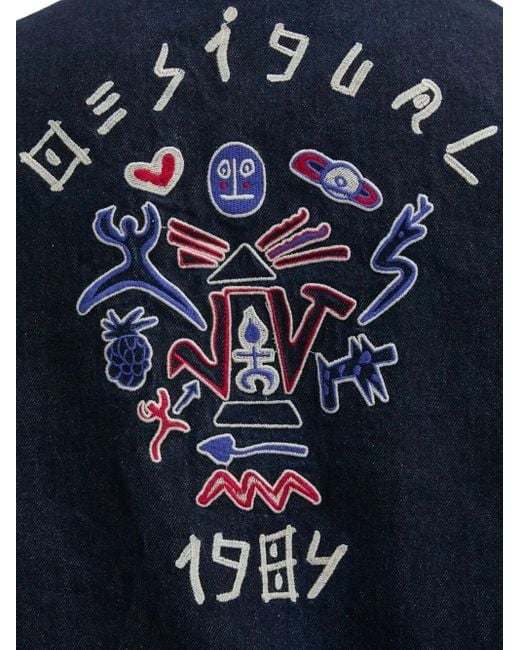 Desigual Blue Logo-Embroidered Denim Jacket for men