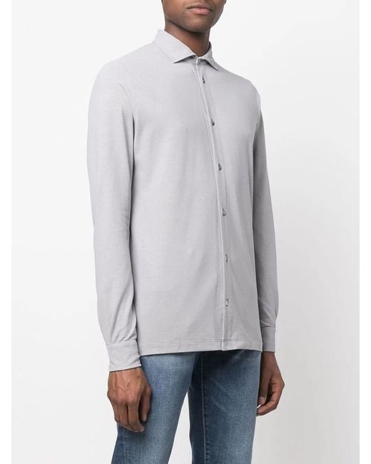 Zanone Gray Classic Button-Up Shirt for men