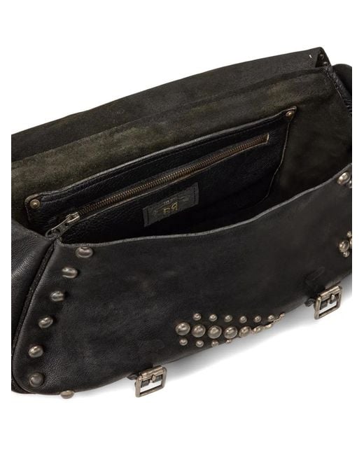 RRL Black Stud-Embellished Tucker Messenger Bag for men