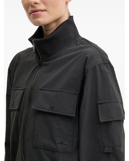 Adidas Black Flap-Pockets Bomber Jacket