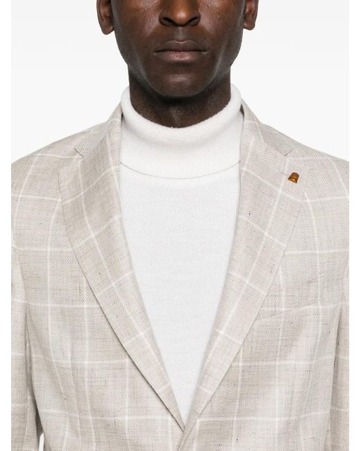 Latorre Gray Check-Pattern Single-Breasted Blazer for men
