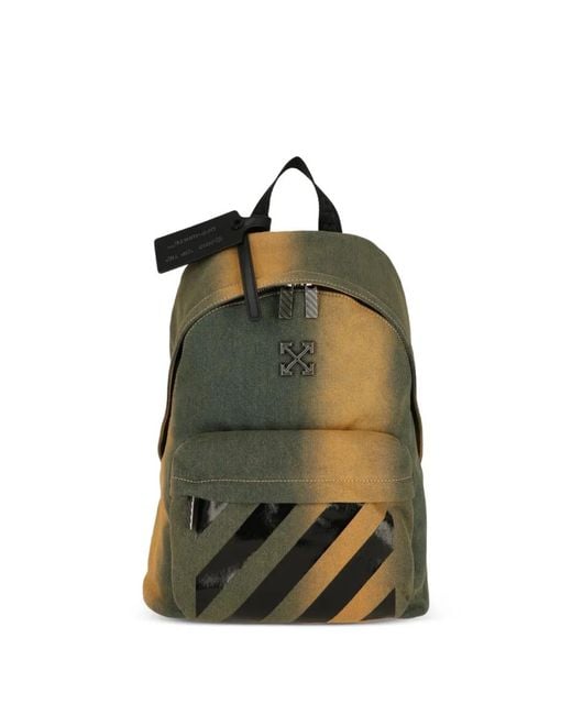 Off-White c/o Virgil Abloh Green Arrows-Motif Diag-Stripe Backpack for men