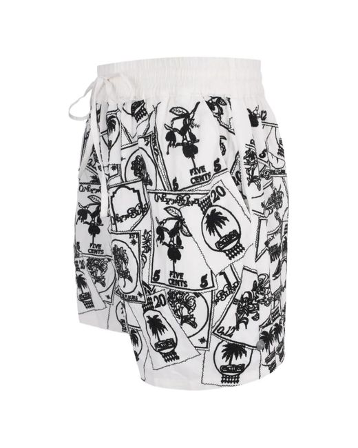 Only the Blind White Printed Drawstring Shorts for men