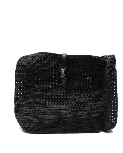 Saint Laurent Black Medium Les 5 À 7 Raffia Shoulder Bag for men