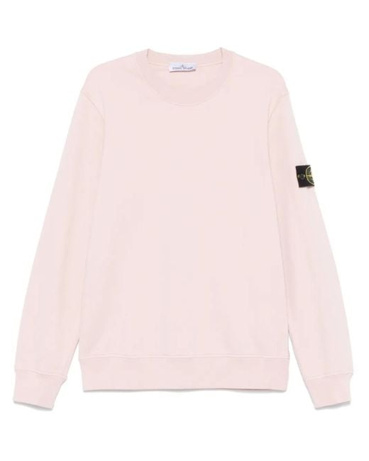 メンズ Stone Island コンパスバッジ スウェットシャツ Pink